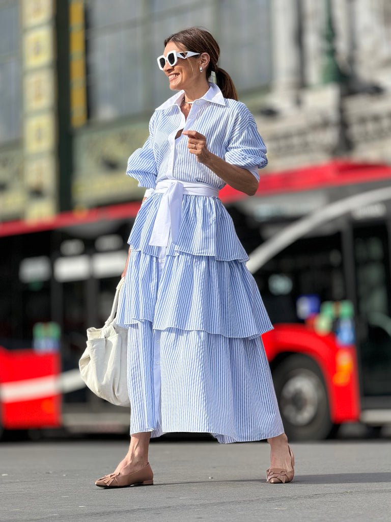 Dress Brittany Stripes Blue – Marielle Stokkelaar