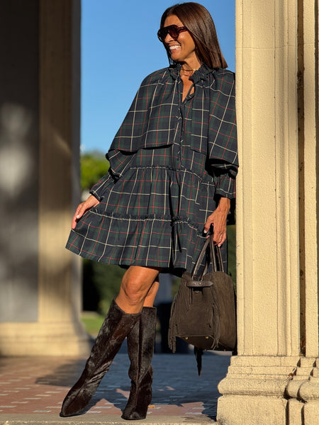 Abito a Mantella Augusta Check Navy