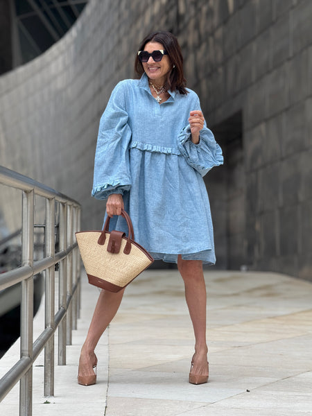 Vestido Blanche azul cielo