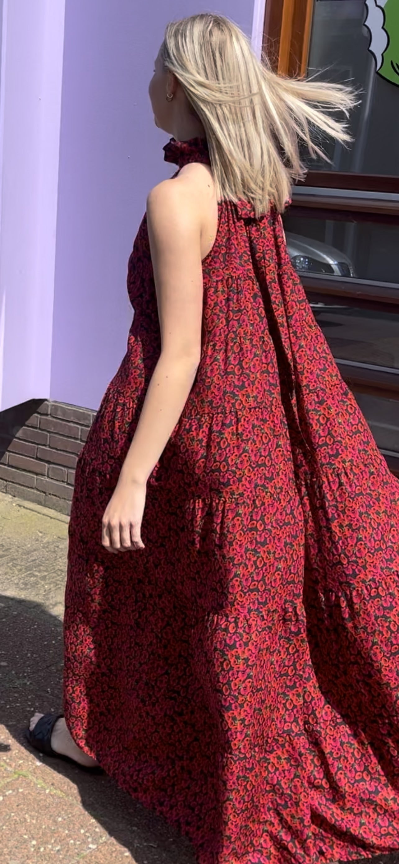 Dress Flowers Bow Red
