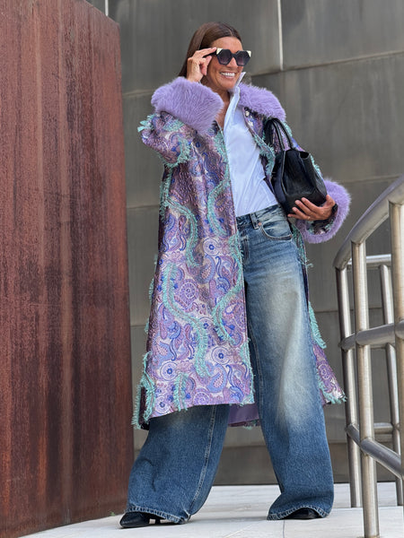 Mantel Audrey Lilac Jacquard Fur