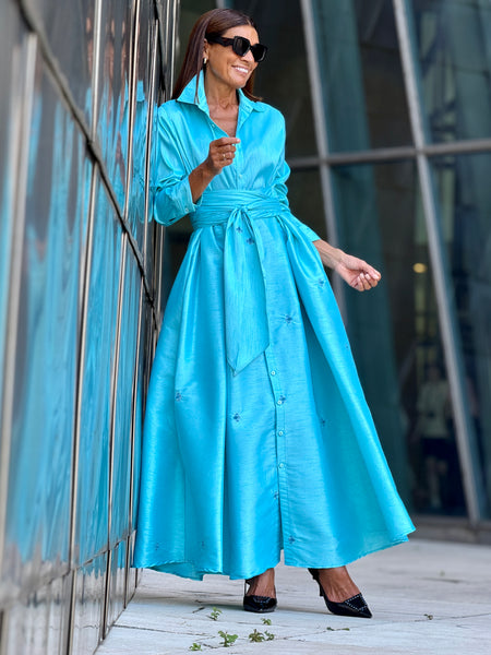 Dress Juliette Embroidery Turquoise