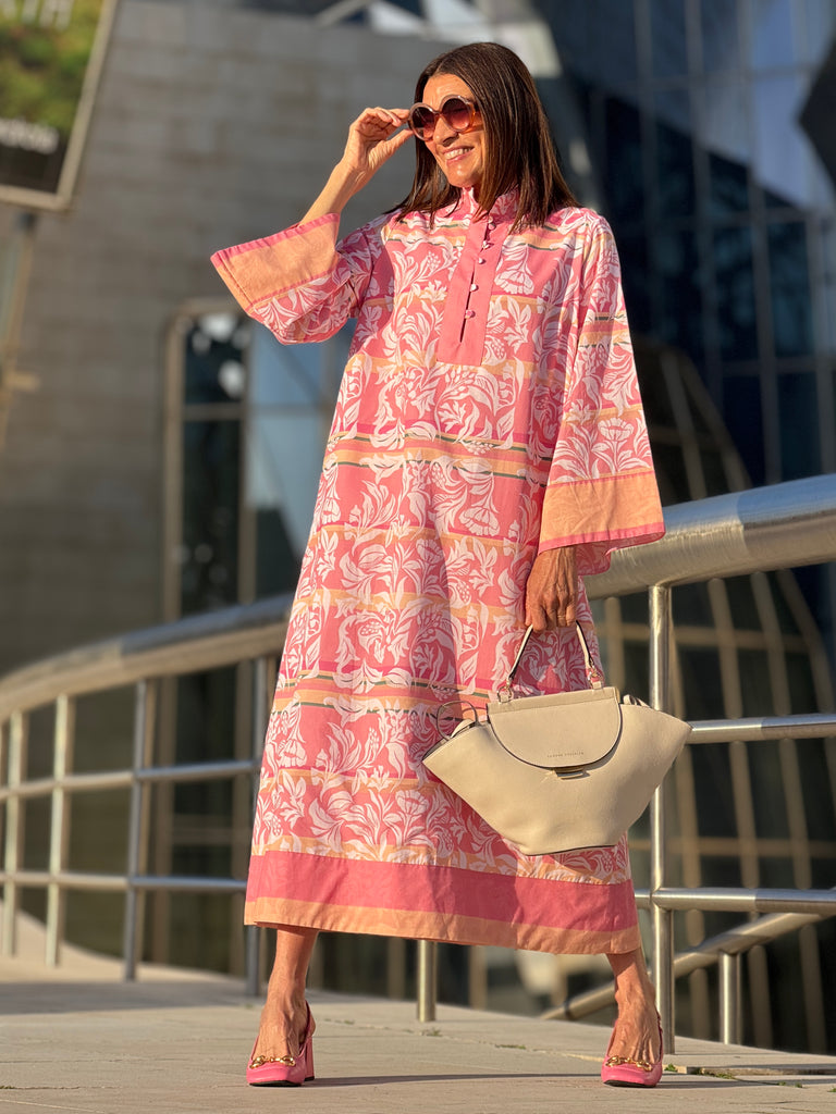 Dress Cassandra Print Pink – Marielle Stokkelaar