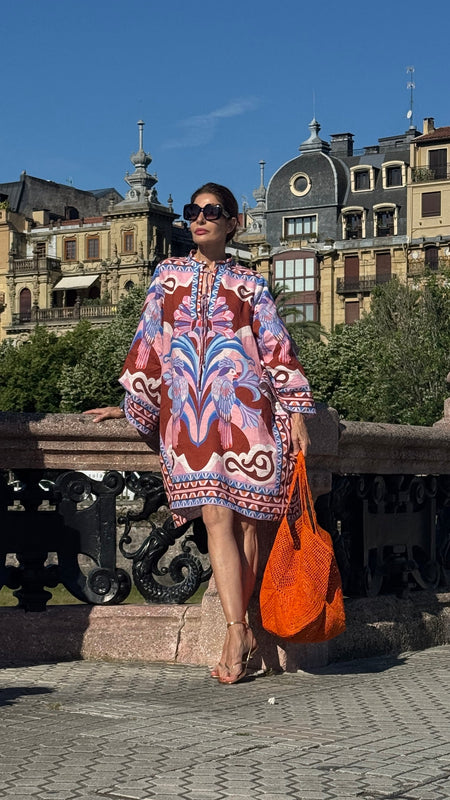 Abito Josephine con Stampa Marrone