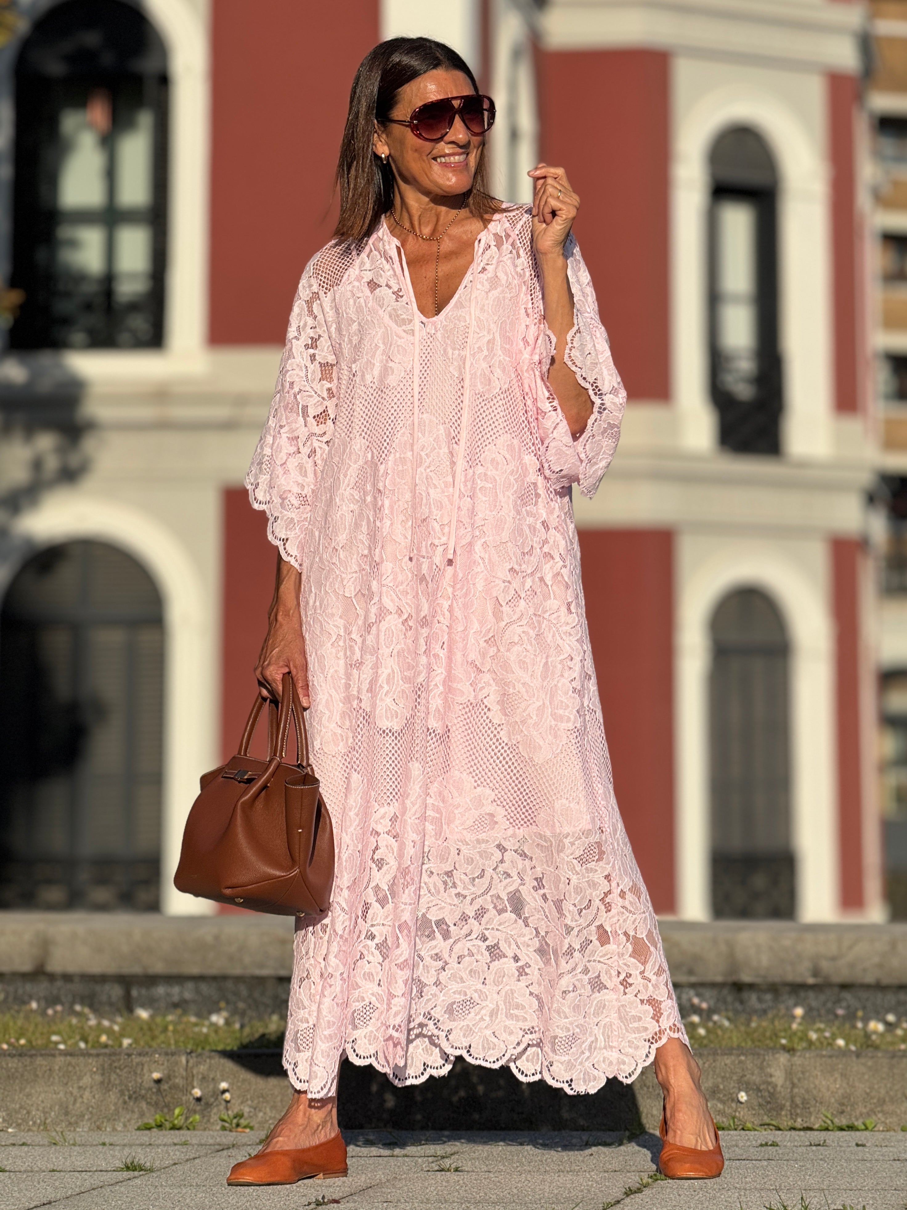 Dress Ophelia Lace Pink – Marielle Stokkelaar