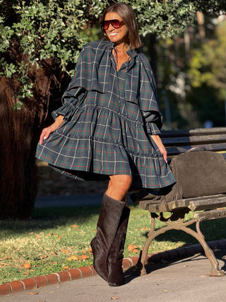 Abito a Mantella Augusta Check Navy