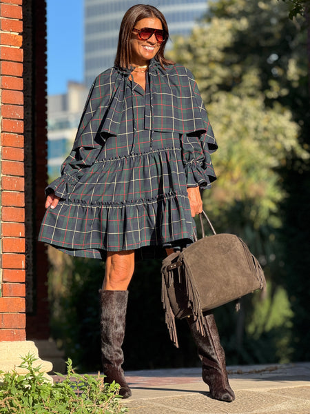 Abito a Mantella Augusta Check Navy