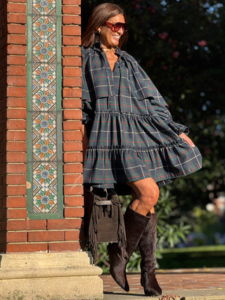 Abito a Mantella Augusta Check Navy