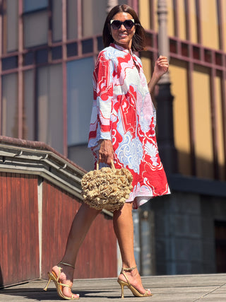 Vestido Freya con Estampado Rojo