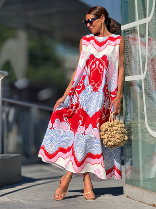 Kleid Leonora mit Rotem Print