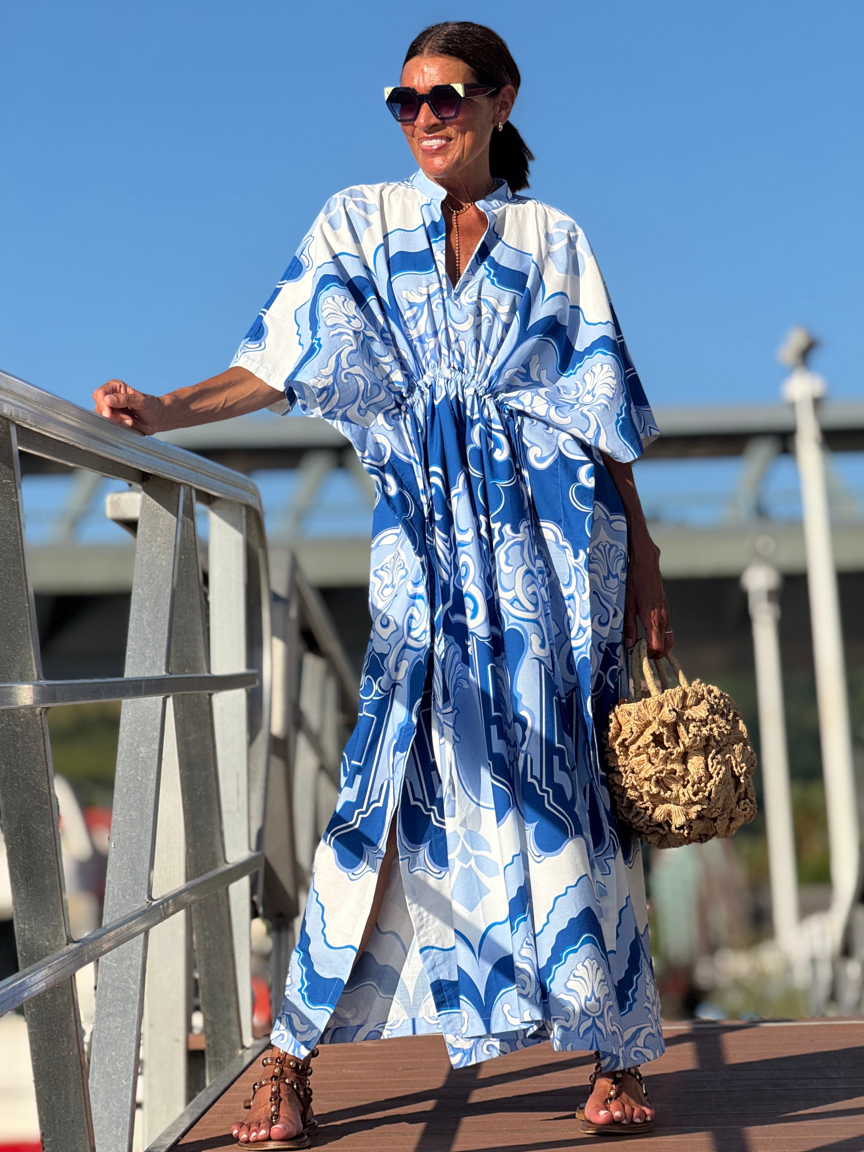 Dress Sabrina Print Blue – Marielle Stokkelaar