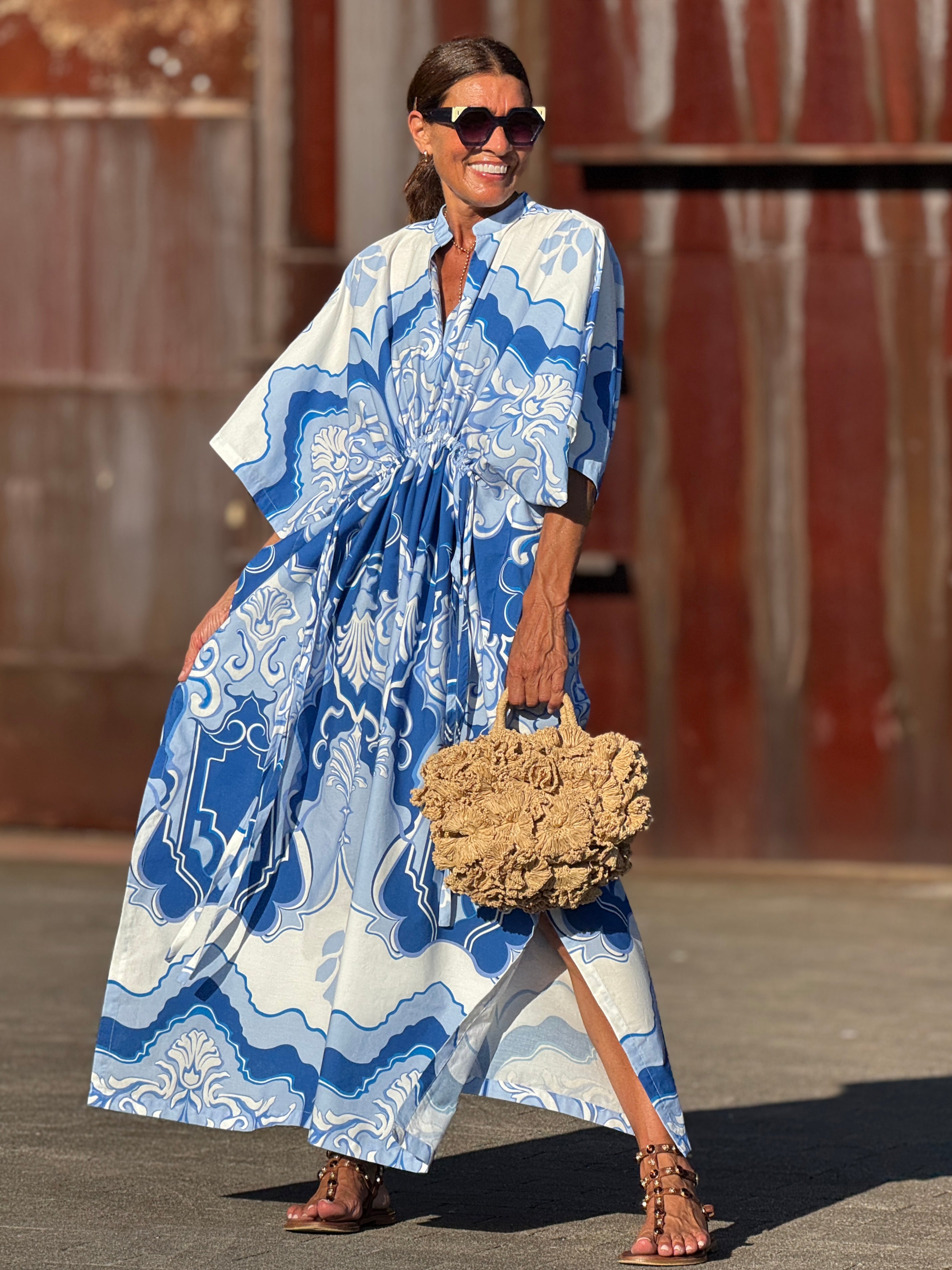 Dress Sabrina Print Blue – Marielle Stokkelaar
