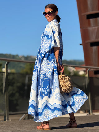 Kleid Sabrina Print Blue