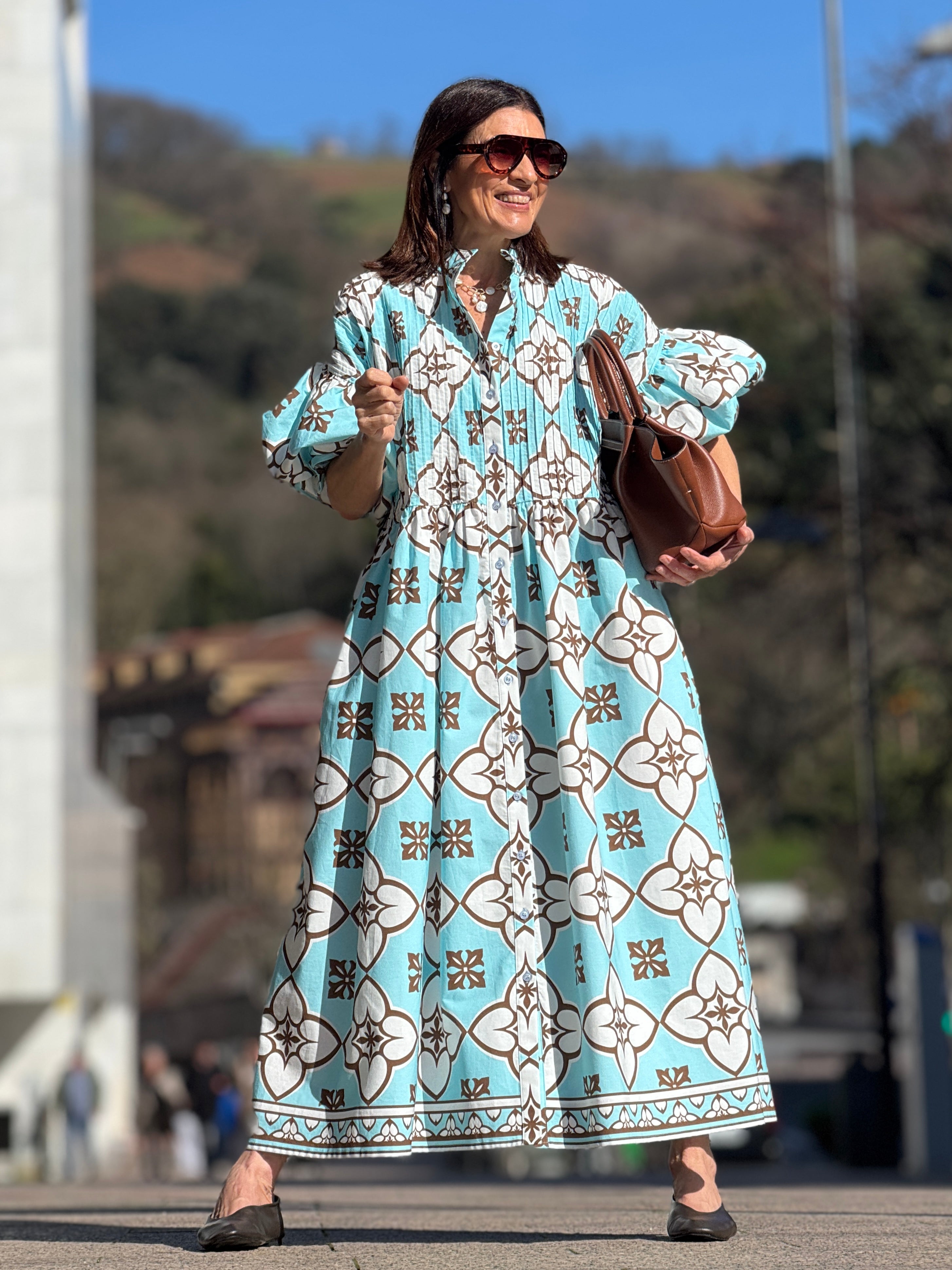 Dress Phoebe Print Light Blue Marielle Stokkelaar Dress Phoebe Print Light Blue Marielle Stokkelaar