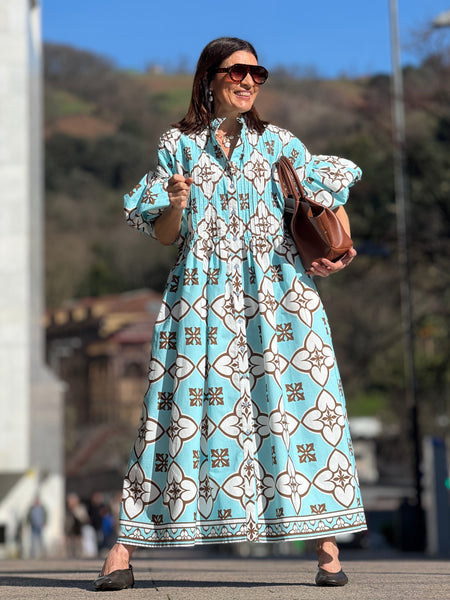 Dress Phoebe Print Light Blue – Marielle Stokkelaar