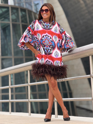 Vestido Marcia con Estampado Rojo