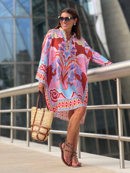 Dress Josephine Print Pink – Marielle Stokkelaar