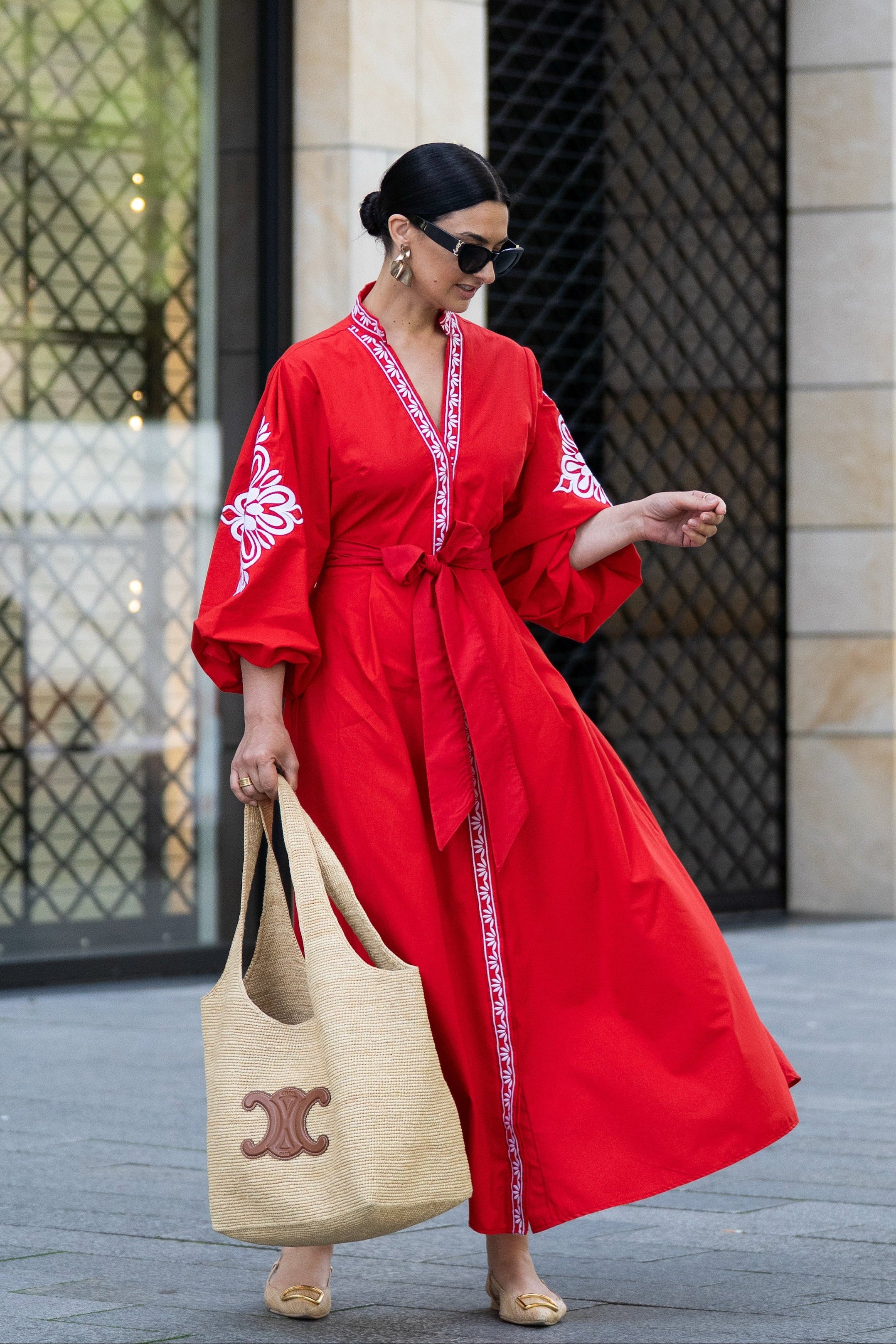 red embroidered dress Natalina Wrap Mini 178/ 70.0 Chinese red embroidered Qipao wedding