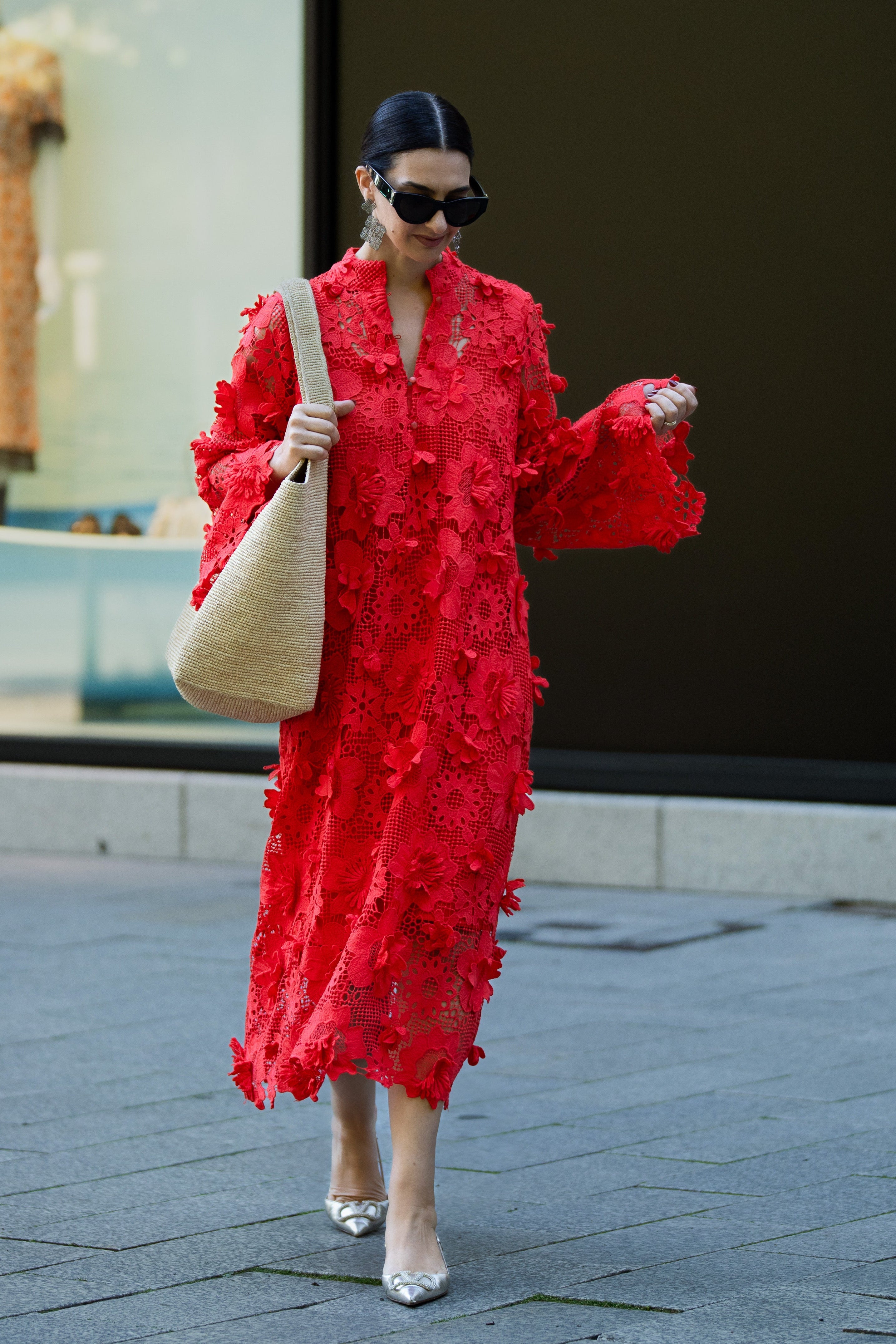 Dress Estelle Lace Red Marielle Stokkelaar Dress Estelle Lace Red Marielle Stokkelaar