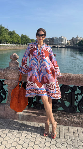Kleid Josephine Print in Braun