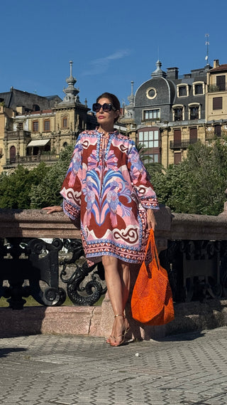 Kleid Josephine Print in Braun