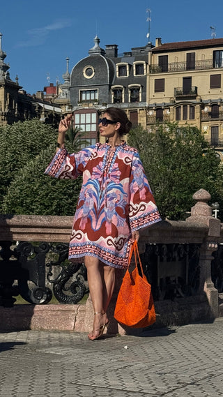 Kleid Josephine Print in Braun