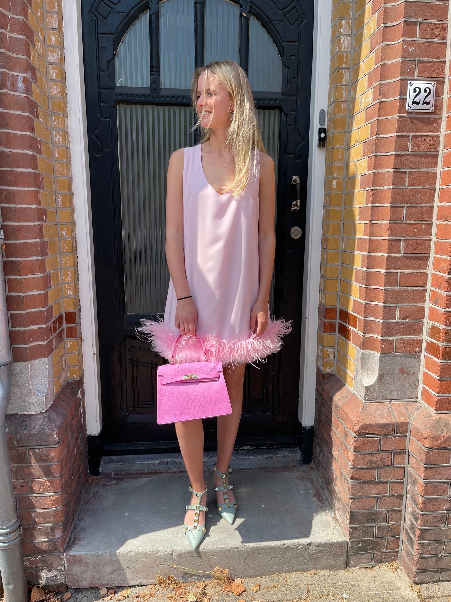 Feather Dress Marla Pink