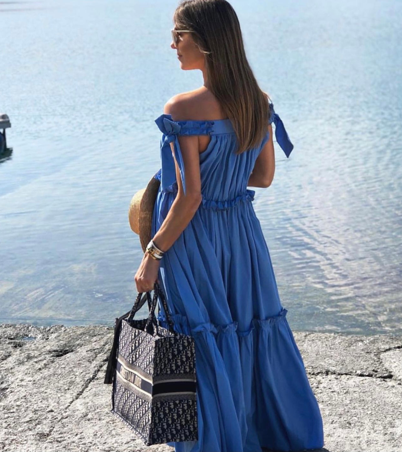 Dress Anastasia Blue - Egyptian Cotton Marielle Stokkelaar Dress Anastasia Blue - Egyptian Cotton Marielle Stokkelaar