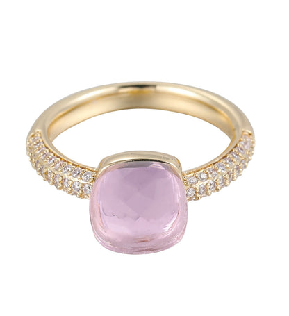 Ring pink stone clear with zirconia