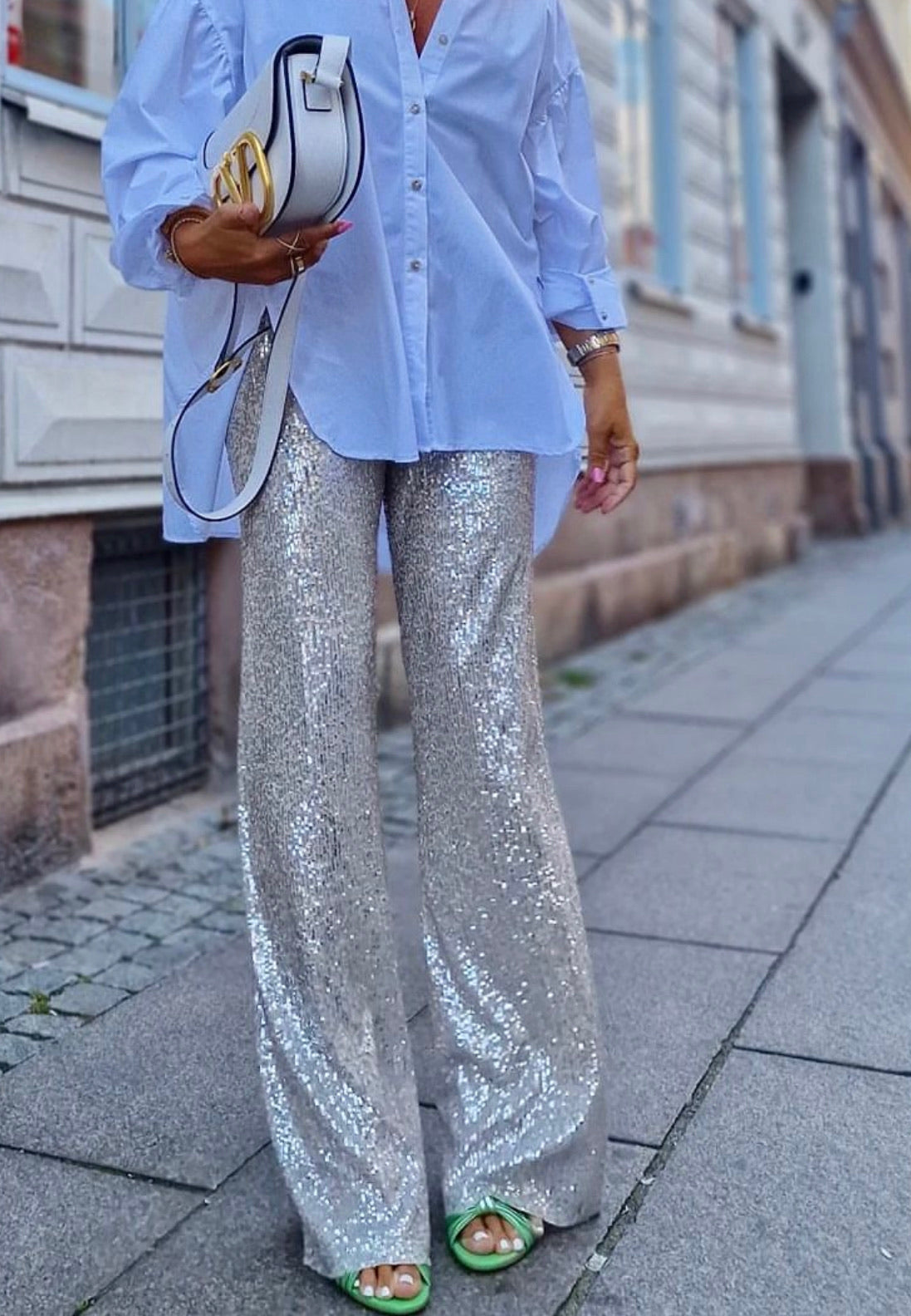 Sequins pants silver