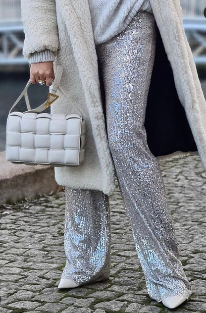 Sequins pants silver