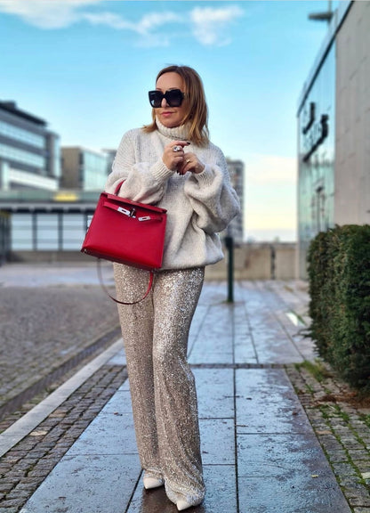 Sequins pants silver