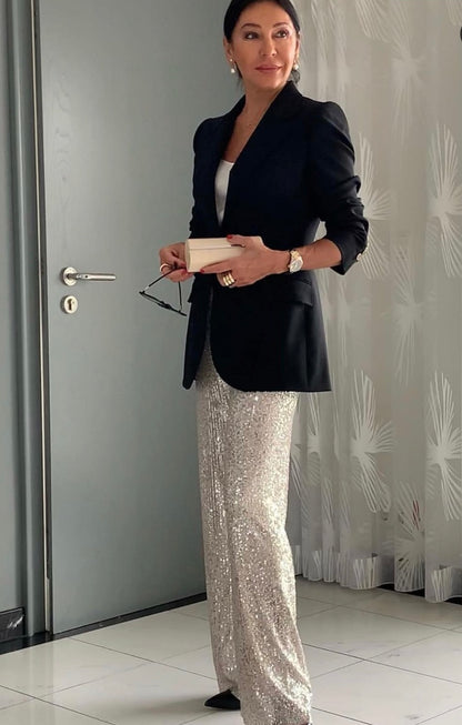 Sequins pants silver