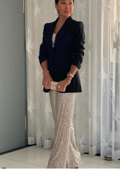 Sequins pants silver