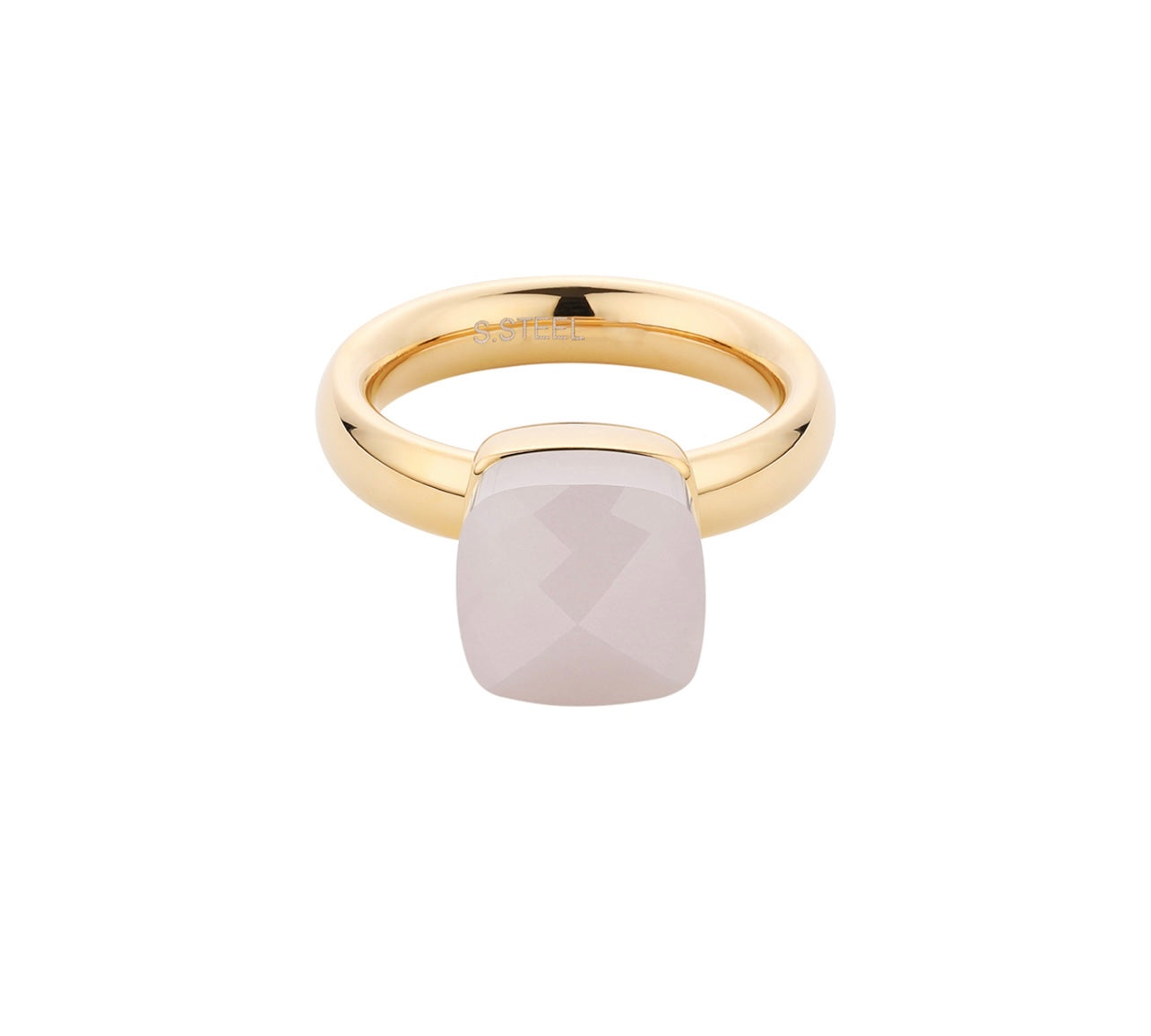 Ring greyish rose stone matt