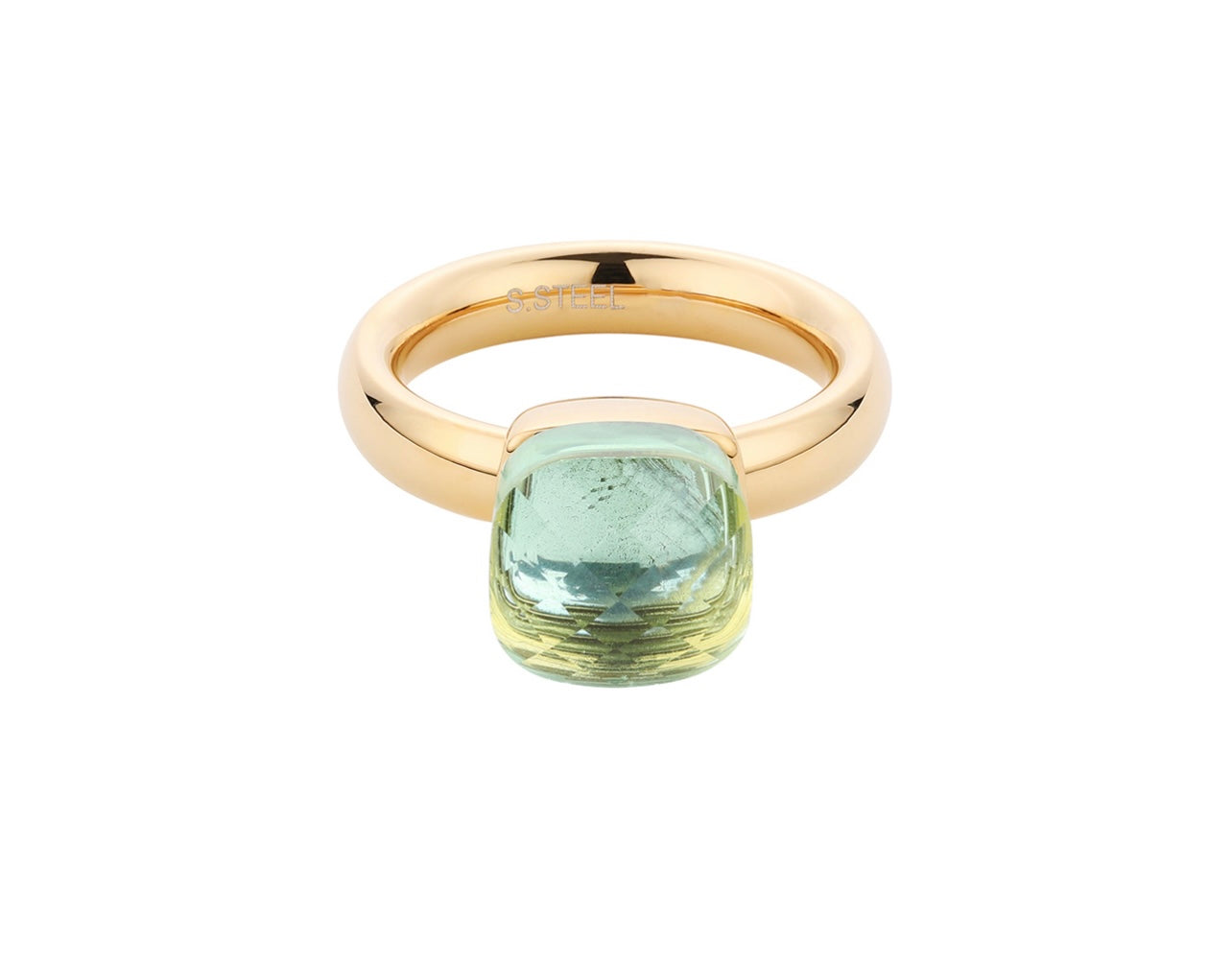 Ring softgreen stone clear
